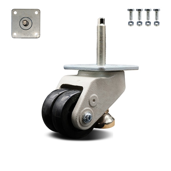 Service Caster Nylon Swivel Threaded Stem Caster w/2.8" Black Wheel and M16 x 2.0mm x 24mm Stem SCC-TPLV30S72-NYR-1100-DC - main